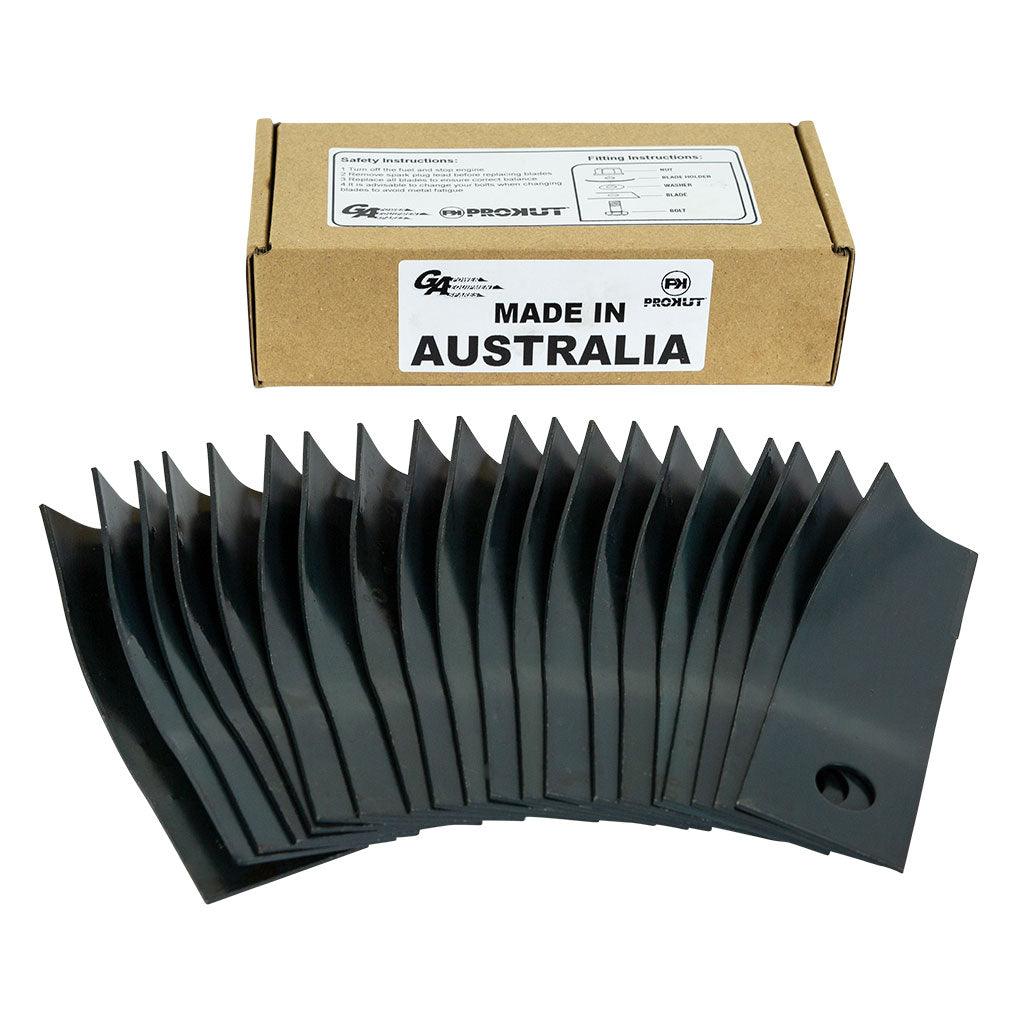 HONDA 4-7/8" STEPPED BLADE  19" CUT PACK OF 10 PAIR  REPLACES OEM L128319H010 BLD3645W10 - Mowermerch More spare parts for all your power equipment needs available. From mower spare parts to all other power equipment spare parts we have them all. If your gardening equipment needs new spare parts, check us out!